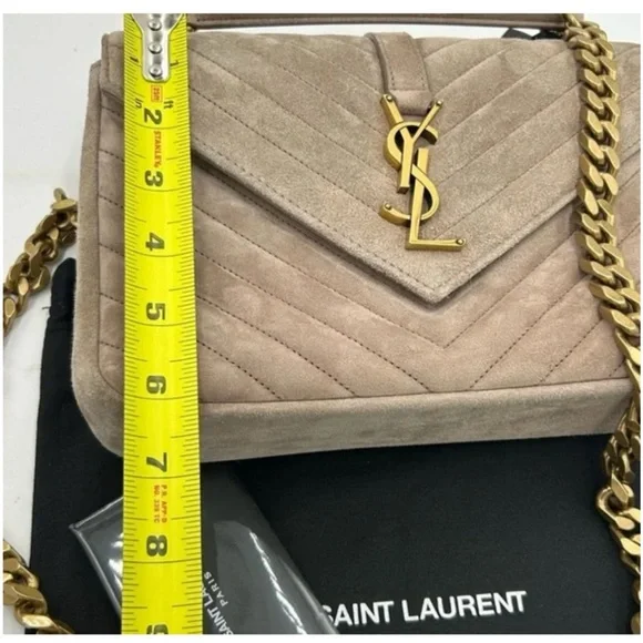 Women's Saint Laurent Ysl quilted medium suede shoulder Bag made in Italy - Picture 8 of 10